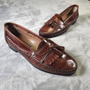 Claybrooke Brown Leather Tassel Loafers Men’s 8D Made in Brazil Dress Shoes
